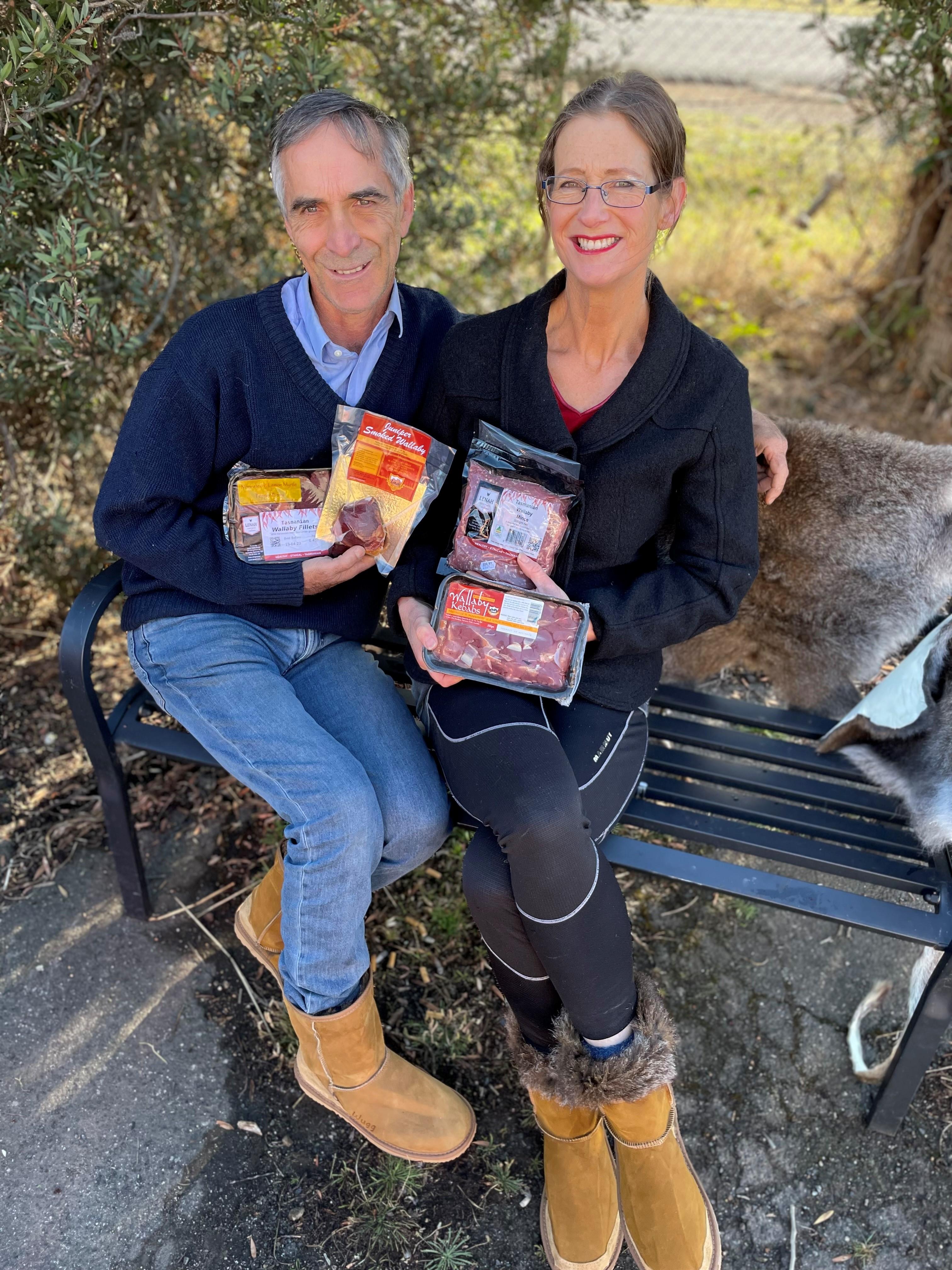 John and Katrina with wallaby products