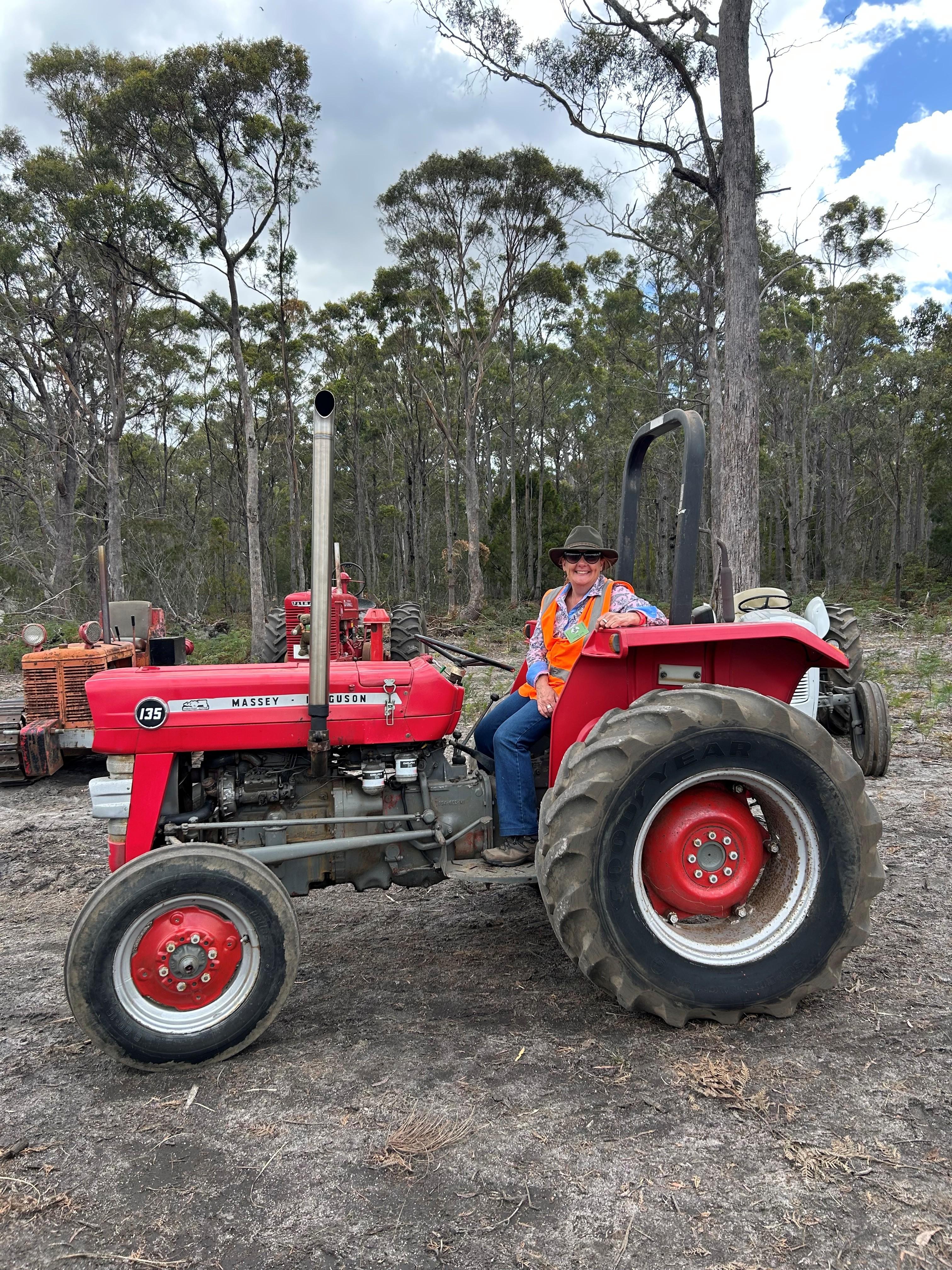 Natalie Wise on a Massey Ferguson 135