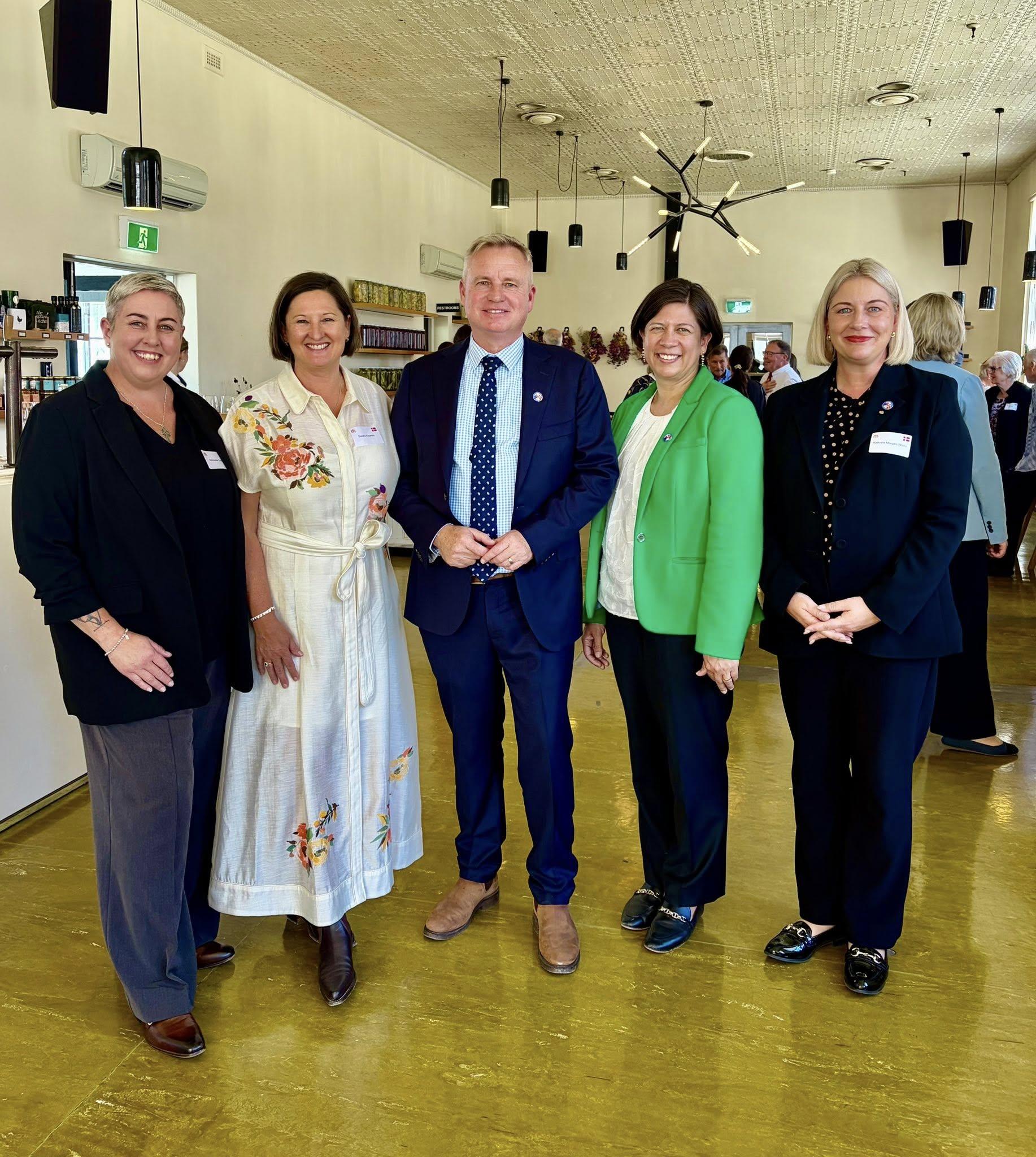 Mayor Dracoulis with Premier Jeremy Rockliff and his wife Sandra Knowles (left), Her Excellency Ingrid Dahl-Madsen, Ambassador of Denmark to Australia, and Kath Morgan-Wicks DPAC Secretary.  