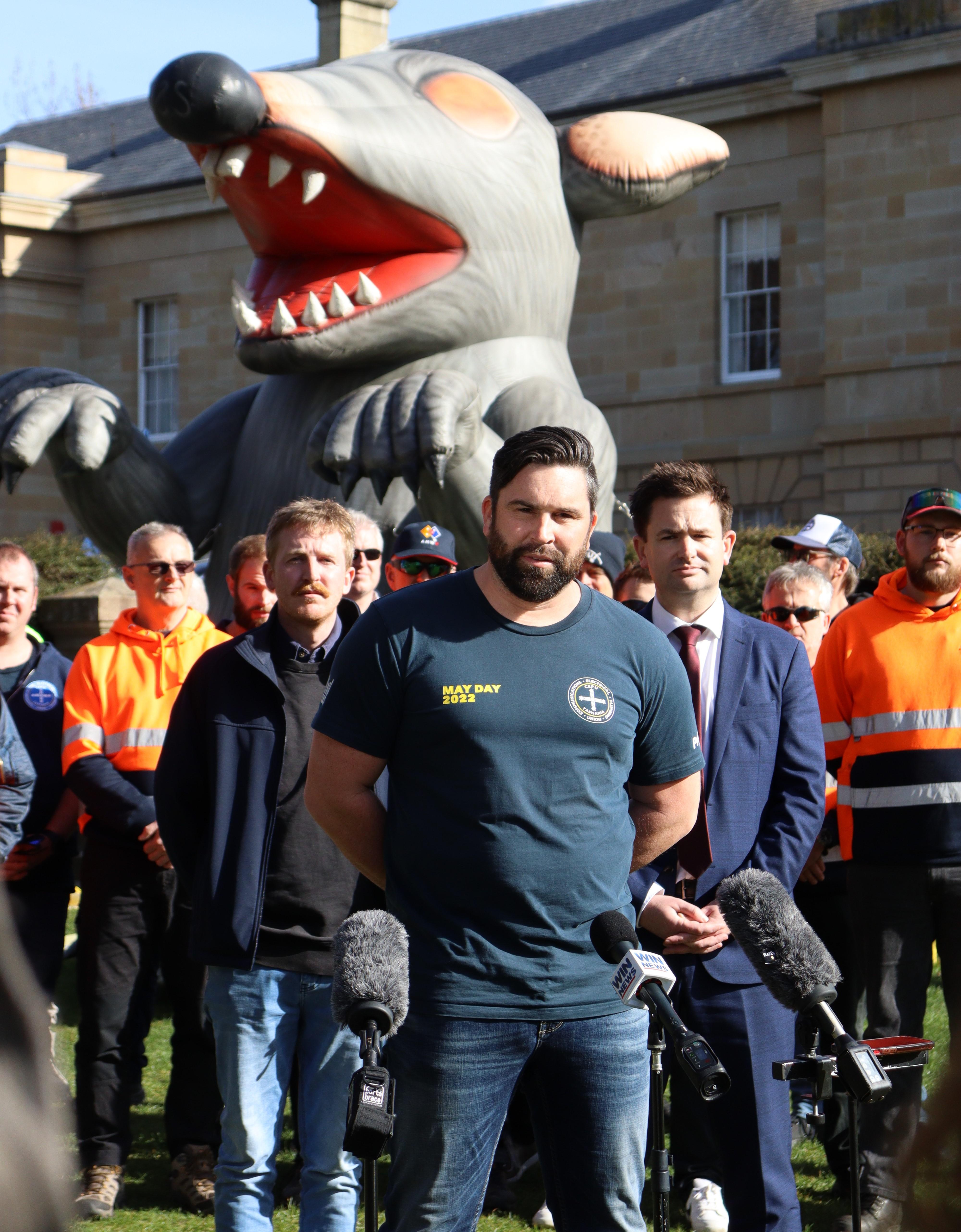 CEPU State Secretary Michael Anderson speaks at Rally