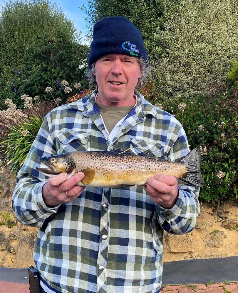 Stephen Lamprey with his $5000 winning tagged trout that he caught recently from South Riana Lake.