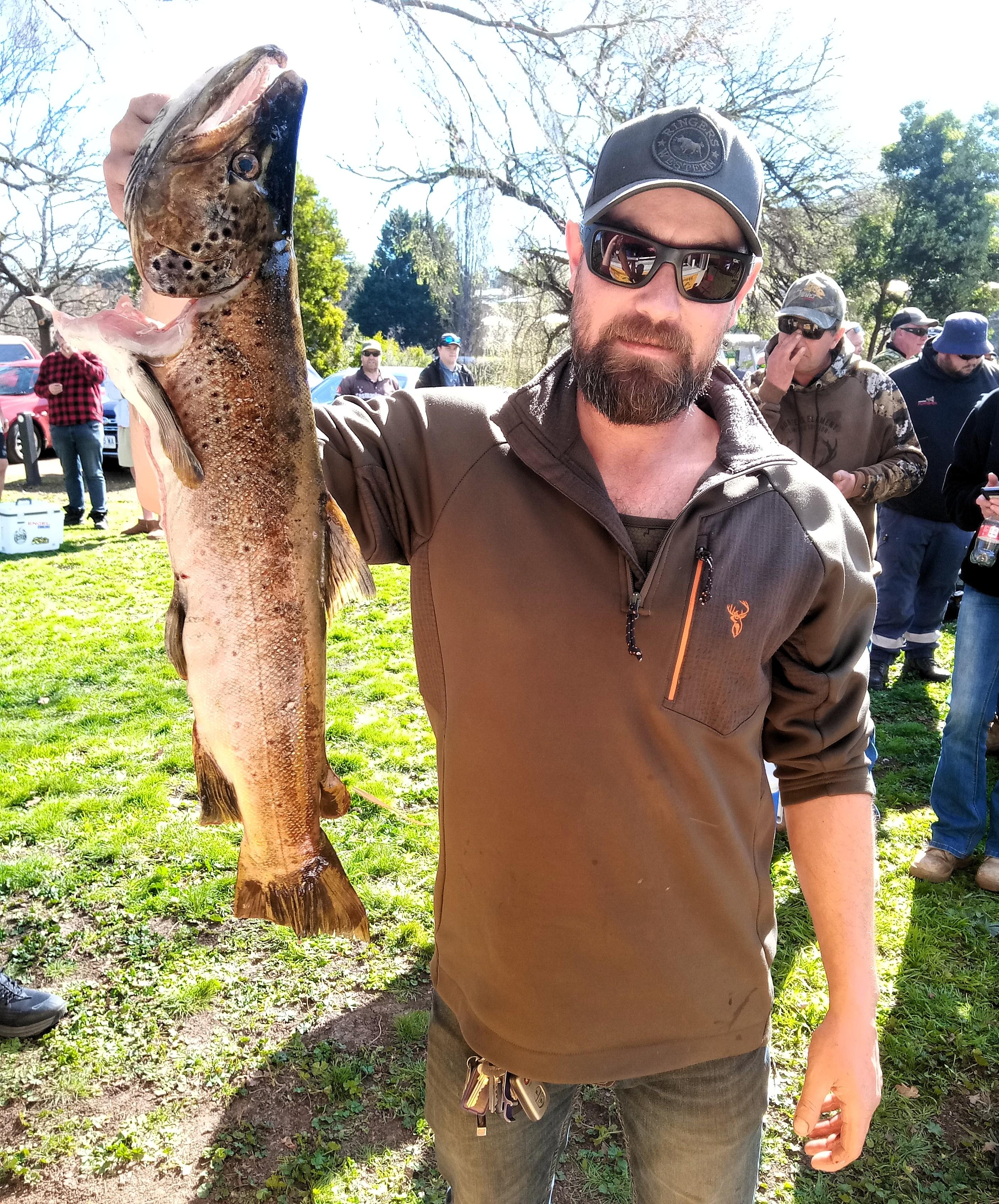 Kevin Nettlefold with his 2.284 kg brown trout that won the senior male heaviest trout award at last weekend's Derwent River Interclub Challenge hosted by the New Norfolk Licensed Anglers Association.