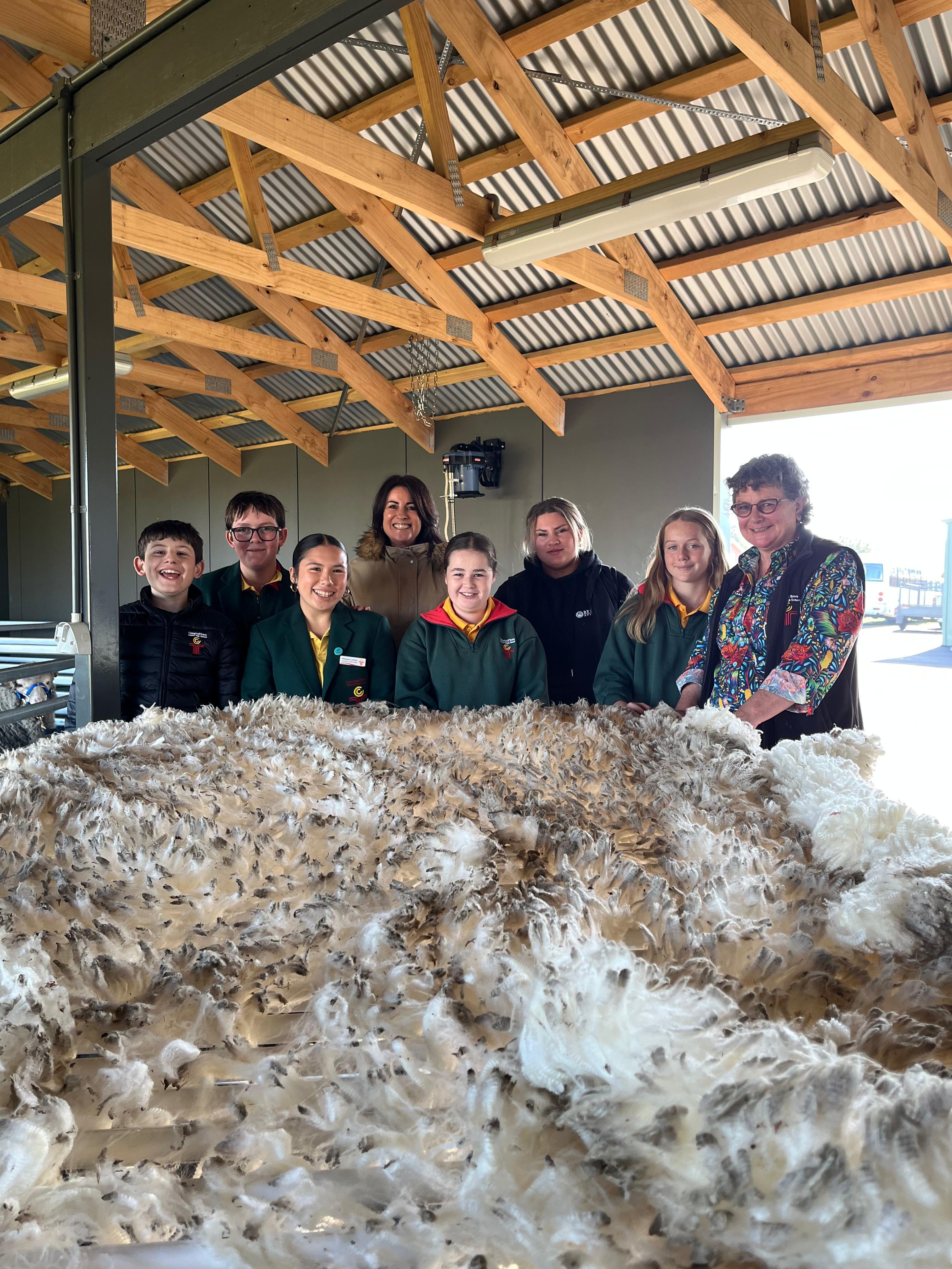 Education Minister Jo Palmer with Campbell Town District High School staff and students