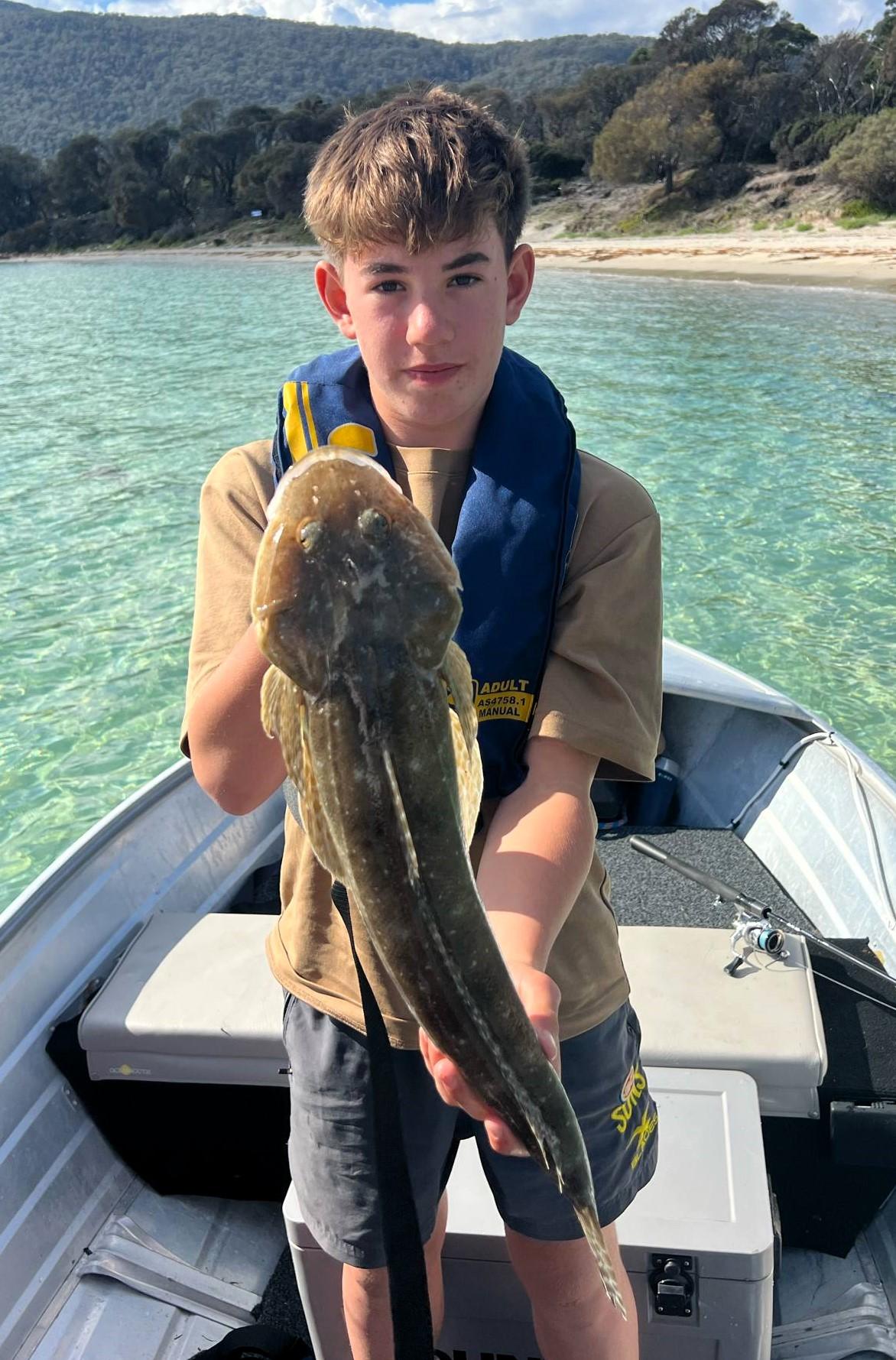 Flynn Hooker with a great Blue Spot Flathead he caught up the East Coast over the Easter long weekend.