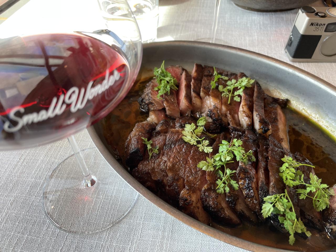 The restaurant features local produce such as Robbins Island Wagyu.