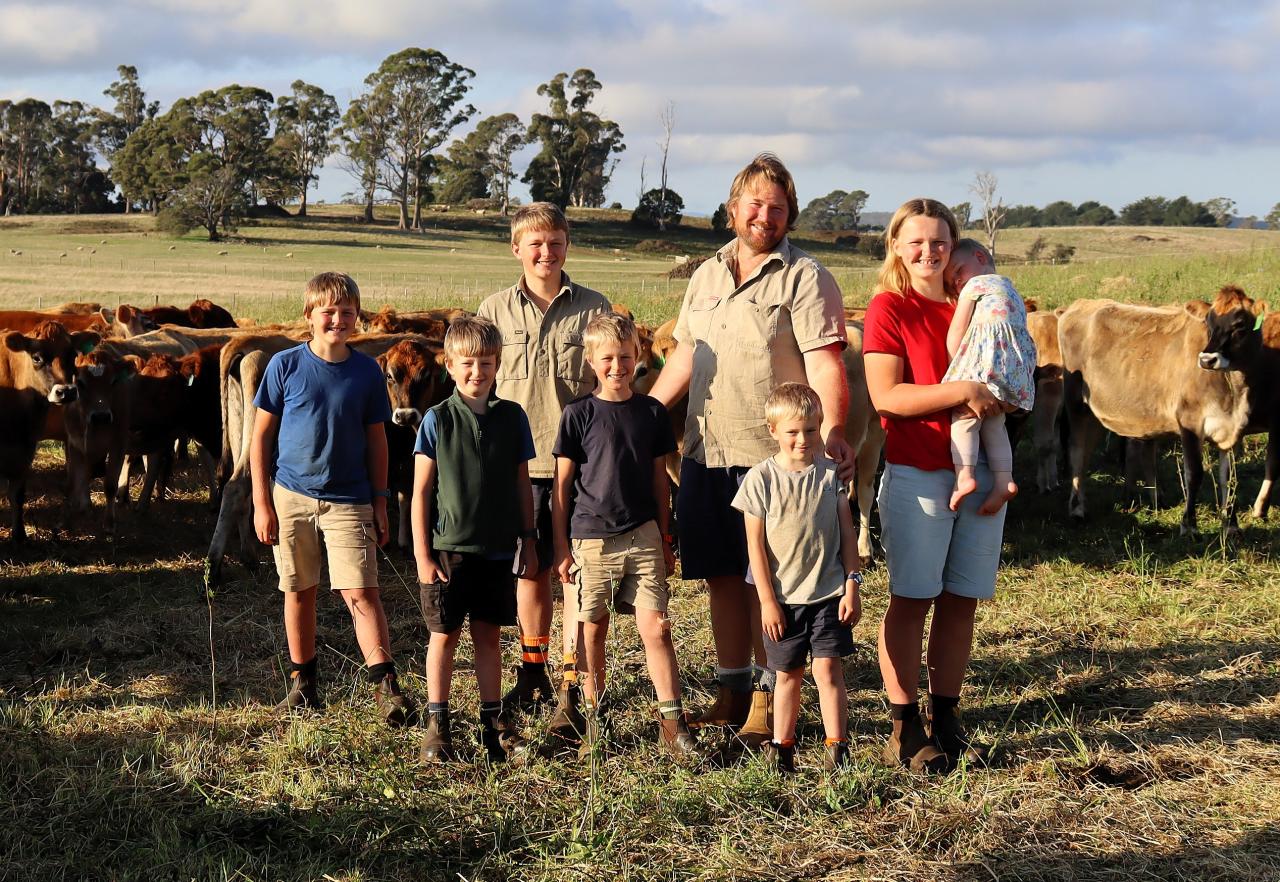 The Lamberts checking on the dairy herd.