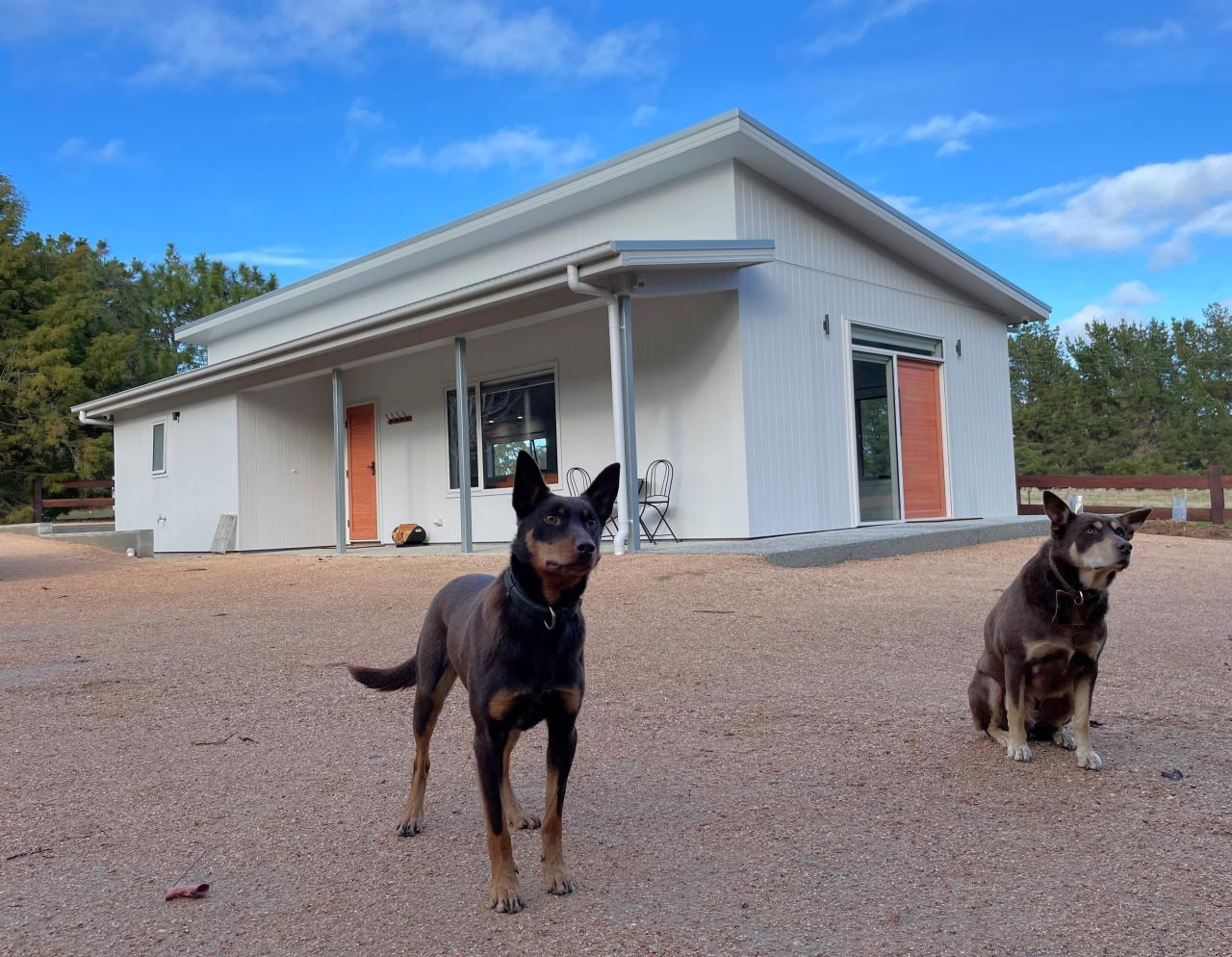Truffle dogs in front of the new tasting room