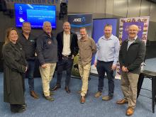  Vicki Blizzard and Quate Lockett of Smithton, Dan Sutton of Ag Warehouse, Smithton, Jon Reynold of 4Sight Global, Andrew Rigby and Kanon Lockett of Ag Warehouse and Dairy Tas board member Andrew Wright.
