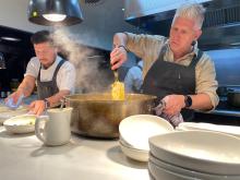  Grain of Silos Food Director Massimo Mele hard at work in the kitchen.