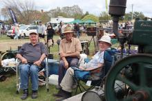  Historical Machinery Club of Tasmania members Harry Nolan of Perth, Trevor Cowen of Colebrook and Peter Unwin of Launceston..