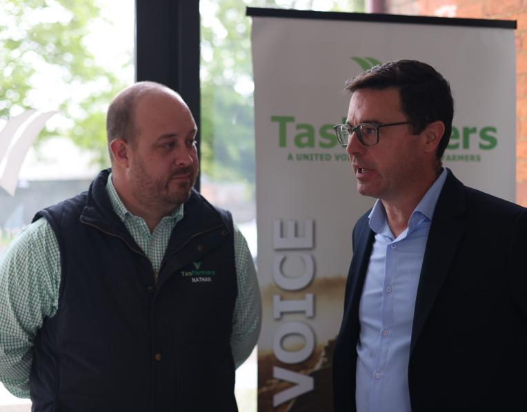 TasFarmers CEO Nathan Calman with Nationals Leader David Littleproud.