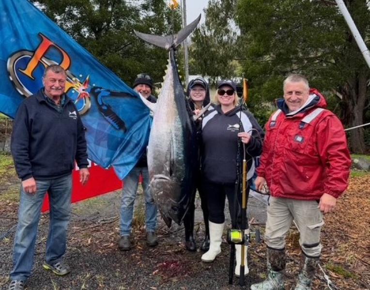 Katie Russell and her record Southern Bluefin Tuna catch.