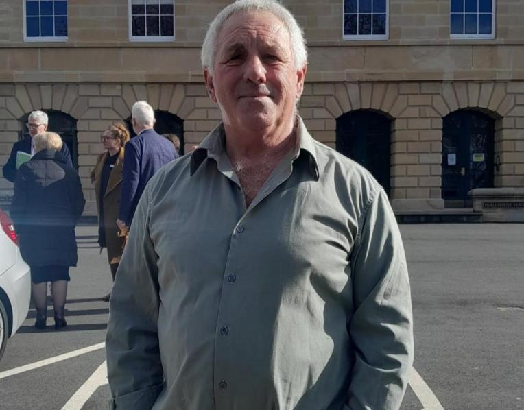 SFF MP Carlo Di Falco outside of Parliament House following the declaration of the polls