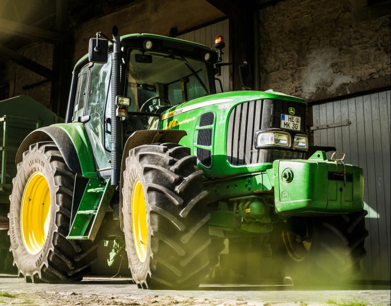 A tractor on a farm
