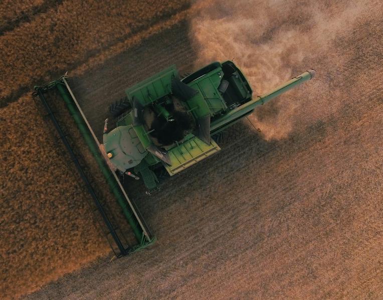 A tractor in a field