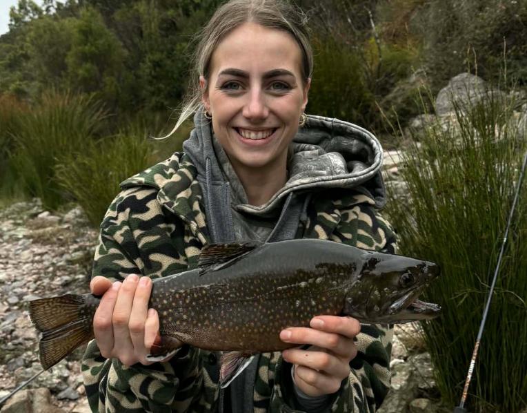 India Forster caught her first Brook Trout from Lake Plimsoll