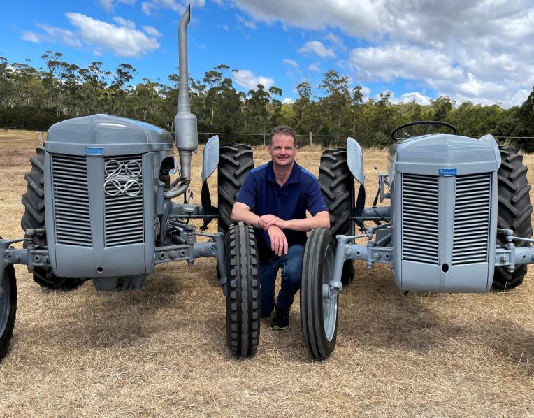 Phillip Gaunt of Launceston with the 1950 Ferguson TEA and a 1947 Ferguson TEA that he will take to Sheffield Steamfest on the March long weekend.
