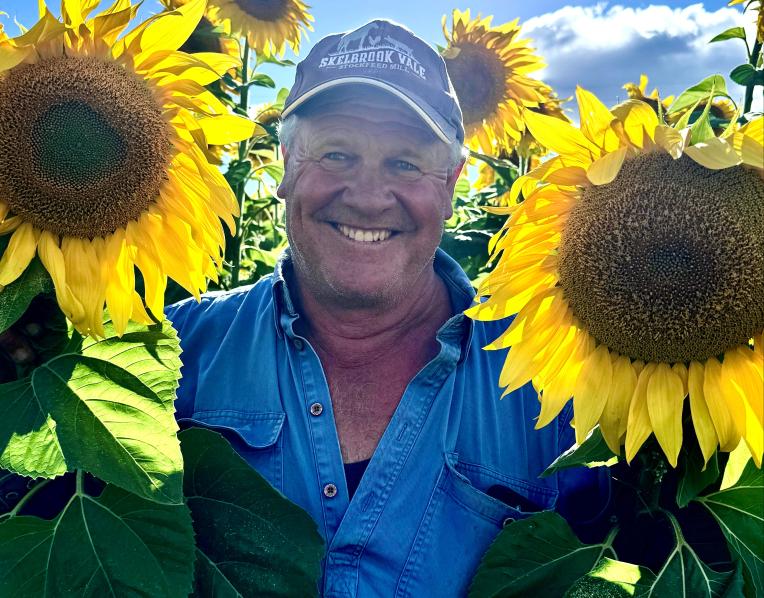 Brendon Rockliff of Skelbrook Vale Stockfeed Mill at  Sassafrass in the floral field.