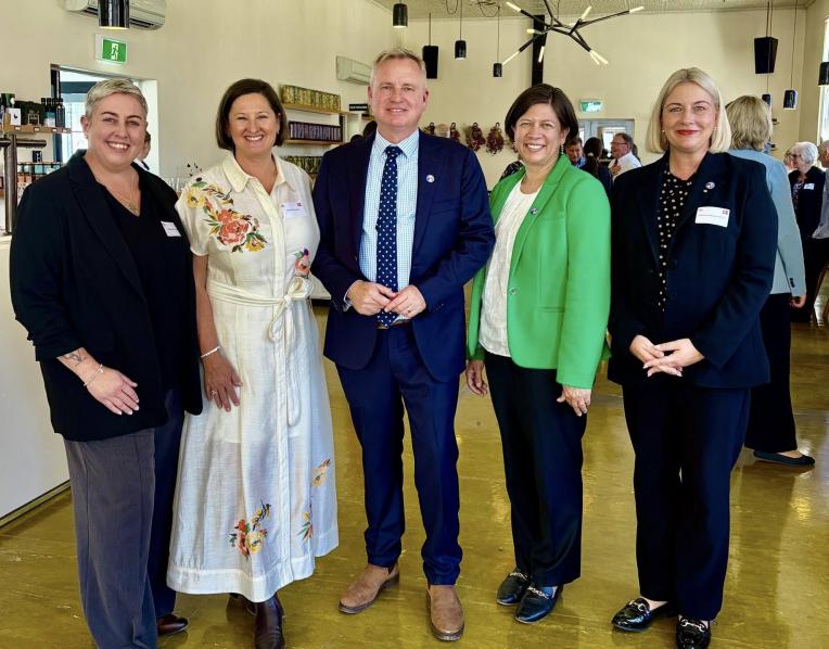Mayor Dracoulis with Premier Jeremy Rockliff and his wife Sandra Knowles (left), Her Excellency Ingrid Dahl-Madsen, Ambassador of Denmark to Australia, and Kath Morgan-Wicks DPAC Secretary.  