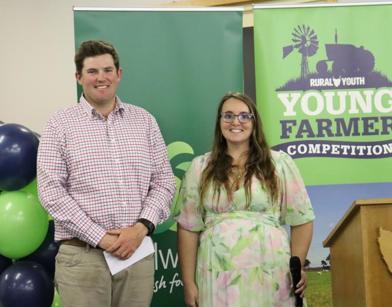 winner of 2025 Competition Andrew Marshall with Amber Bramich, Rural Youth State President.