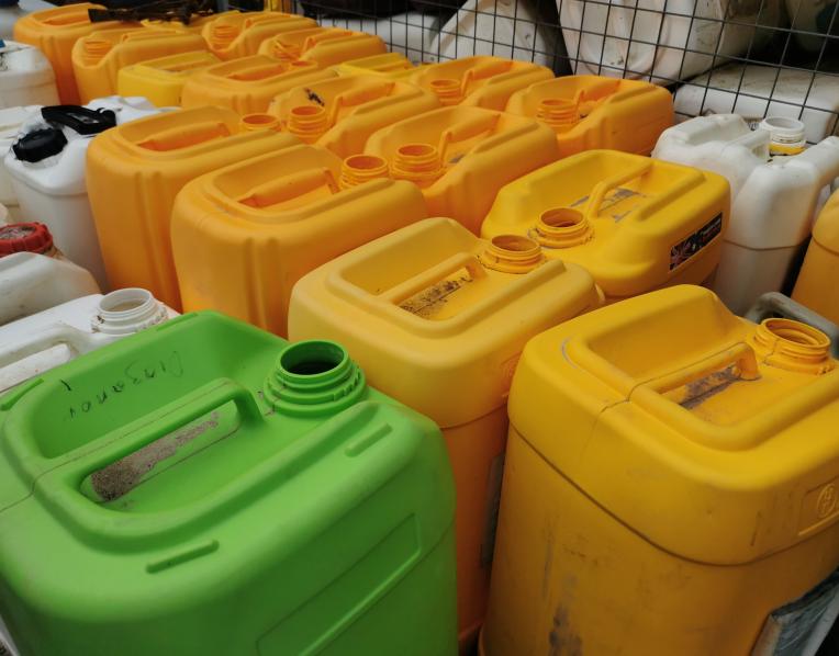 Empty chemical drums