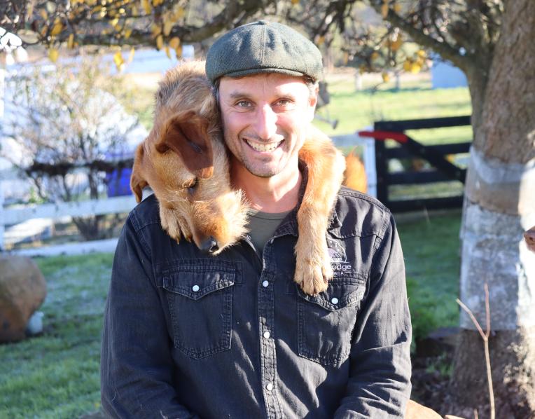 Tom Coughlin with his dog Buddy