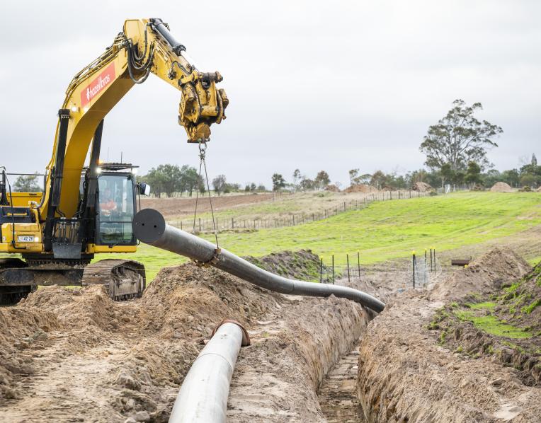 Final section of the pipeline laid for the Northern Midlands Irrigation Scheme.