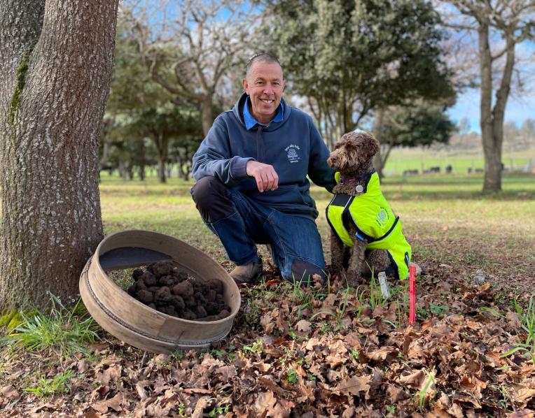 Marcus Jessup and truffle dog Peppa.