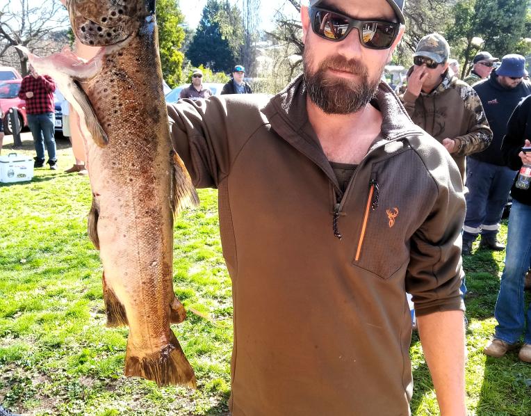 Kevin Nettlefold with his 2.284 kg brown trout that won the senior male heaviest trout award at last weekend's Derwent River Interclub Challenge hosted by the New Norfolk Licensed Anglers Association.