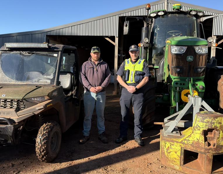 Senior Sergeant Martin Parker and Moriarity farmer, Owen Woolley
