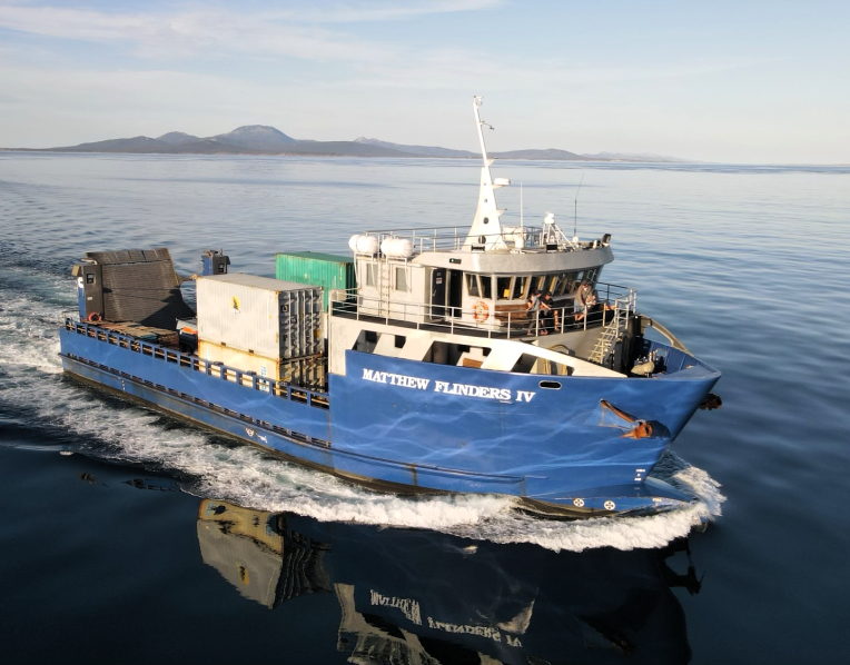 Bass Strait Freight’s Matthew Flinders IV, which is being prepared for expanded livestock operations as the company develops its new Victorian freight base at Port Anthony.