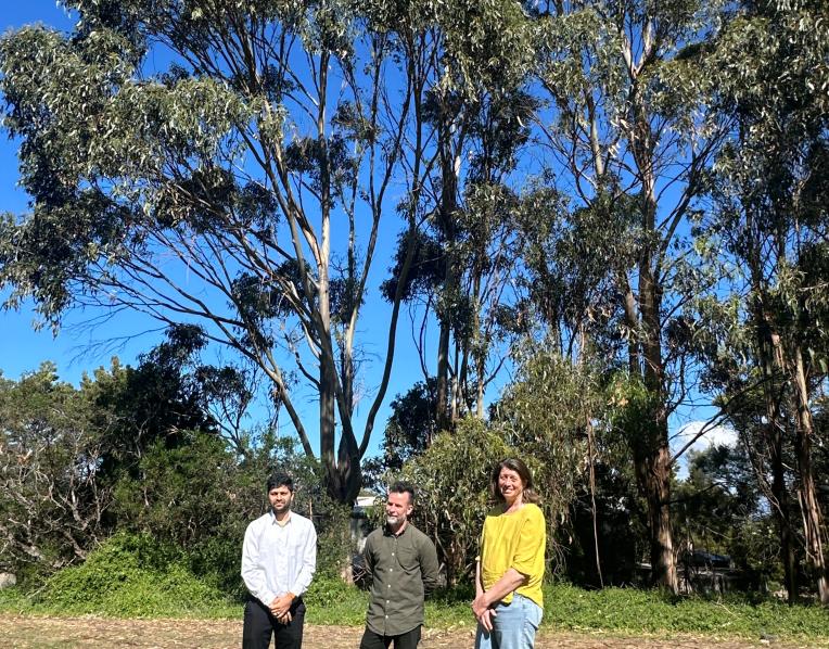 Dibas Panta NRM Facilitator (Sorell Council), Niklavs Rubenis (UTAS) and Mayor Janet Gatehouse