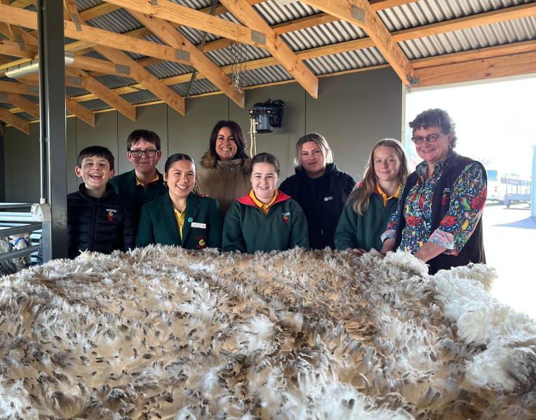 Education Minister Jo Palmer with Campbell Town District High School staff and students
