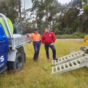 North East landowner Tim Reid talking to Red Hot Tips coordinator Sam Tacey about preparing his property for the upcoming fire season. 