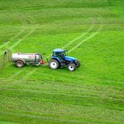 A tractor in a field