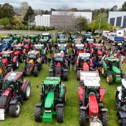 Some of the tractors that took part in last week's potato protest