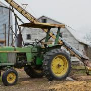A tractor on a farm