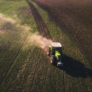 A tractor in a field