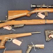 Illegal firearms and other weapons seized recently during a search of a property in the Huon Valley.