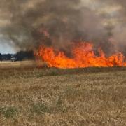 wheat crop on fire