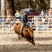 Alessandro Finoia hangs on for a place in the second division bull ride.