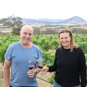 James and Karen Stewart amongst the vines