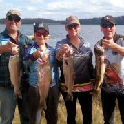 NNLAA members Adrian and Jayden Slater, Kirsty Chalmers and Paul McKenzie with their catches from last weekend's trout fishing competition held at Bronte Lagoon.
