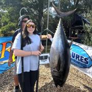 Shanae Dance with the 55.3 kg Southern Bluefin Tuna and pending 37 kg tackle GFAA State & Australian record in the Junior Female category. 
