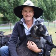 Peter Bultitude surrounded by goats