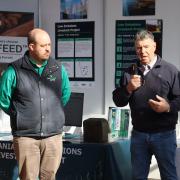 Rob Downie with TasFarmers CEO Nathan Calman.