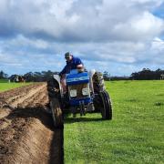 Tasmanian Ploughing Association president Morgan Waters in the saddle.