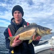 Cameron Gahan with a nice Striped Trumpeter he caught recently off Eaglehawk Neck.