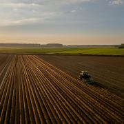 A tractor in a field