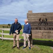 Premier Jeremy Rockliff with the chair of King Resort Andrew Muir at King Links